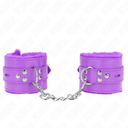 Obsenza - KINK Pelzgefütterte Handgelenkfesseln mit quadratischen Löchern, verstellbar - Violett - Image 1