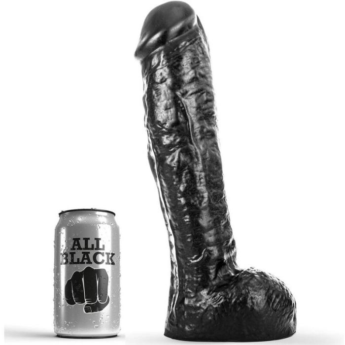 Obsenza - Gode All Black 29 cm avec Veines Réalistes et Socle Stable - Noir - Image 1