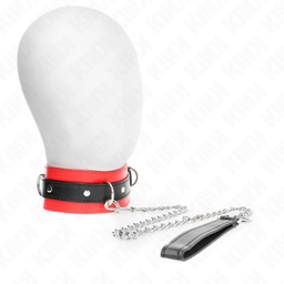 Obsenza - KINK Red Collar with Belt 65 cm and Adjustable Strap for BDSM Control - Red - Image 1