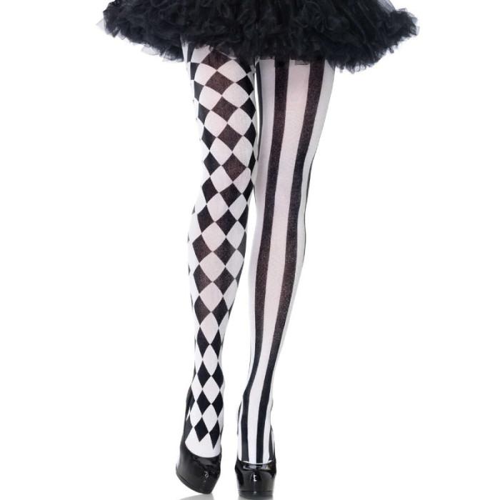 Obsenza - Collants Arlequin Noir et Blanc Élégance et Style - TU - Image 1