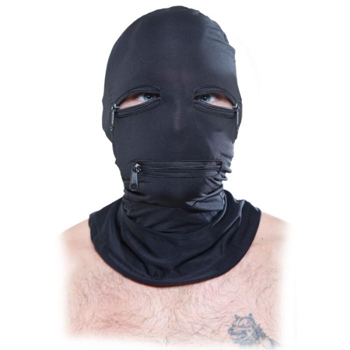 Obsenza - Zippered Fetish Fantasy Hood for Bondage and Role Play - Black - Image 1
