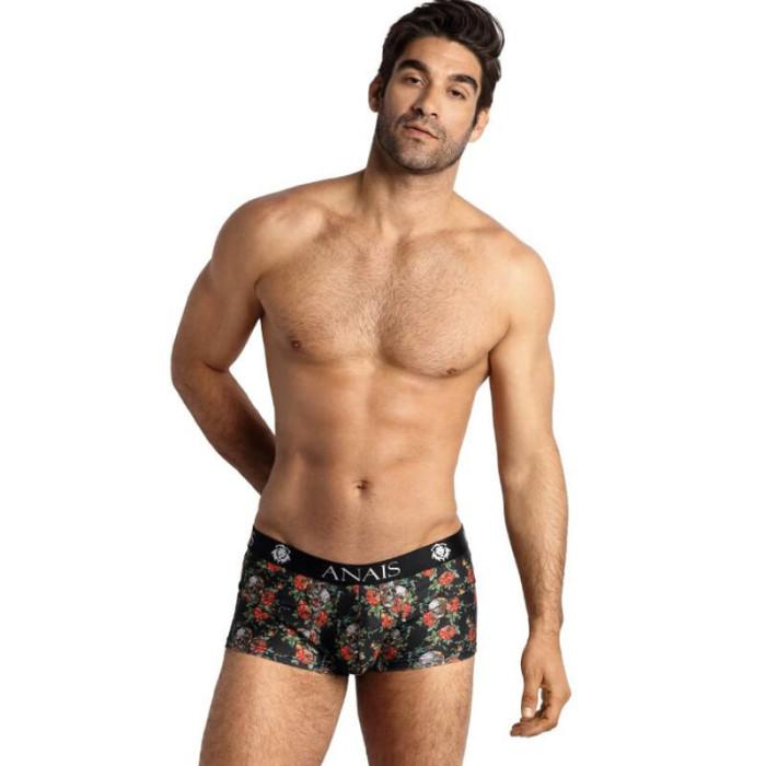 Obsenza - Power Boxer S - Cueca Boxer Masculina de Estilo Esportivo com Estampado de Rosas e Caveiras - Preto - Image 1