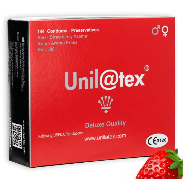 Obsenza - Preservativos Unilatex Sabor Fresa 144 Uds - Calidad Superior - Rojo - Image 1