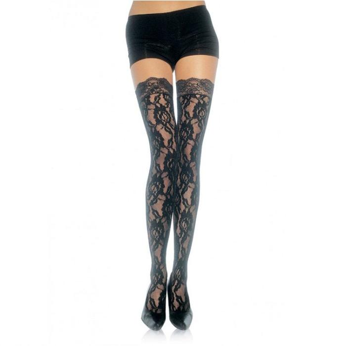 Obsenza - Floral Spitzenstrümpfe von Leg Avenue für verführerische Looks - OS - Image 1