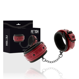 Obsenza - Esposas de Tobillos en Cuero Vegano con Forro de Neopreno Fetish Submissive - Rojo - Image 1
