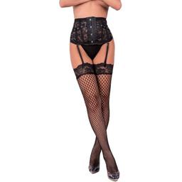 Obsenza - Elegant Fishnet Stockings with Lace Detailing by Livco Corsetti Fashion - Black - Image 1