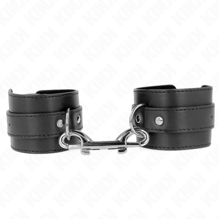 Obsenza - Polsini in pelle regolabili con rivetti e fibbia grande nera 17-28 cm x 5 cm - Nero - Image 1