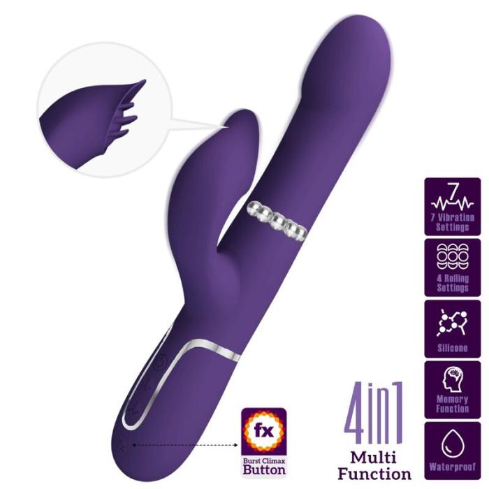 Obsenza - Pretty Love Zalin Rabbit Vibrator mit Perlen 4-in-1 für intensives Vergnügen - Violett - Image 1