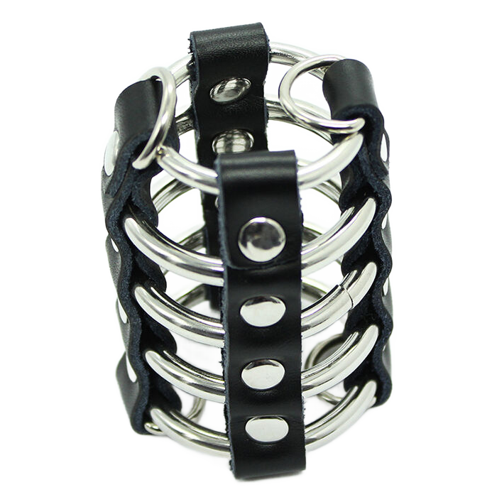 Obsenza - Cage Pénis Fétiche avec Anneaux Métalliques et Sangle en Cuir - OHMAMA - Image 1