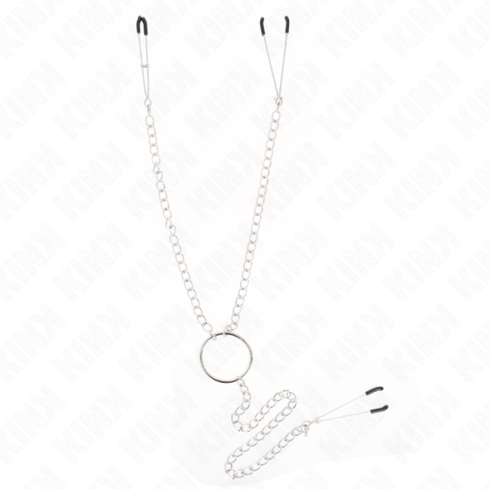 Obsenza - KINK Triple Nipple and Clit Clamps with Chain Model 1 - Image 1