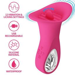 Obsenza - Pretty Love Clyde Oral Vibrator with 12 Vibration &amp; Licking Functions - Pink - Image 1