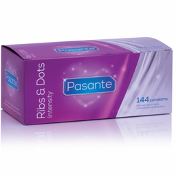 Obsenza - Presante Punti Passanti e Strisce Intensity 144 Unit - Preservativi strutturati con nervature e punti per un piacere intenso - Image 1