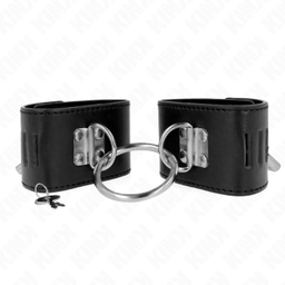 Obsenza - KINK Fixed Wrist Restraints with Ring and Padlock Closure Adjustable 16-23cm x 5. - Black - Image 1