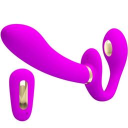 Obsenza - Vibrador doble strap-on con control remoto PRETTY LOVE Thunderbird - Violeta - Image 1