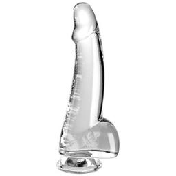 Obsenza - Realistic Clear Dildo with Testicles - 15. - Red - Image 1