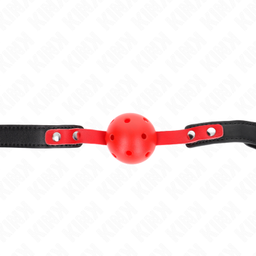 Obsenza - Bola Dura Oca Vermelha 4cm Gag Ajustável com Alça Preta 37-52cm - Vermelho - Image 1