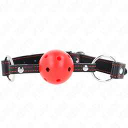 Obsenza - Ball Gag Hollow Hard Rosso Modello 2 65x2,5 cm – Eleganza e Controllo BDSM - Rosso - Image 1