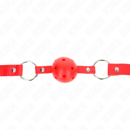 Obsenza - Bola Respirável 4cm Mordaça com Rebite Duplo Modelo 1 Ajustável - Vermelho - Image 1