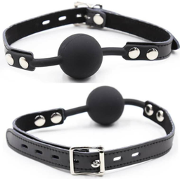 Obsenza - Ball gag in silicone con cintura in pelle (lucchetto incluso) - Image 1