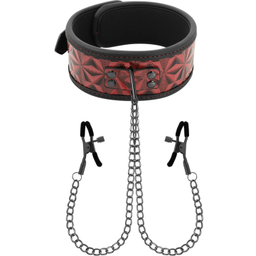 Obsenza - BEGME Red Edition Halsband mit Nippelklemmen und Neoprenfutter - Rot - Image 1