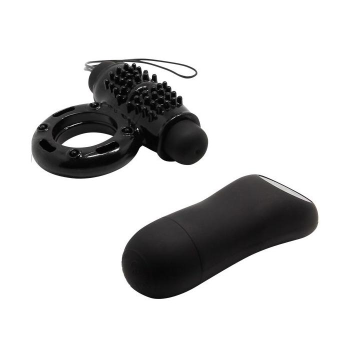 Obsenza - Remote Control Pleasure Ring with Clitoral Stimulator 20V - Black - Image 1
