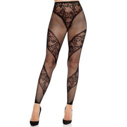Obsenza - Elegant Lace and Sheer Footless Tights for a Stylish Look - OS - Image 1