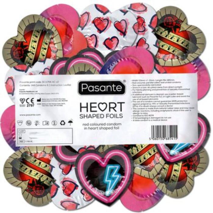 Obsenza - Pasante Red Heart-Shaped Condoms Bag of 144 Units - Red - Image 1