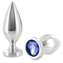Obsenza - Plug Anal Alumínio Cristal Pequeno 5,71 cm - Metal Hard - Azul - Image 1
