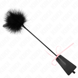 Obsenza - KINK Tickle Feathers with Pink Ribbon Bow 49 cm - Sensual Feather Duster for Seductive Play - Pink - Image 1