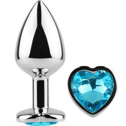 Obsenza - Plug Anal de Metal Corazón Azul Tamaño S 7 cm para Experiencias Placenteras - Image 1