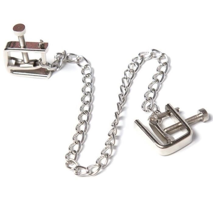 Obsenza - Premium Metal Screw Clamps with Chain for Fetish Play - Image 1