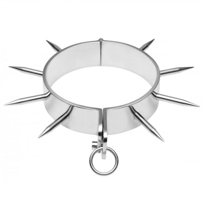 Obsenza - BDSM Slave Collar with Points and O-Ring Attachment - Image 1