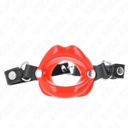 Obsenza - Mordaza Labial Ajustable de 8 cm con Correa de Polipiel Roja para BDSM y Control - Rojo - Image 1
