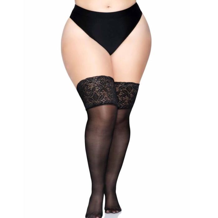 Obsenza - Meias Stay Ups Sheer Thigh High Plus Size Leg Avenue - Plus size - Image 1