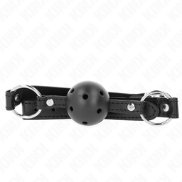 Obsenza - Boule Noire Creuse Dure 4,5 cm Gag Modèle 1 pour BDSM et Soumission - Noir - Image 1