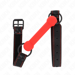 Obsenza - KINK Knochengag mit Kunstlederband, verstellbar 41-57 cm - Rot - Image 1