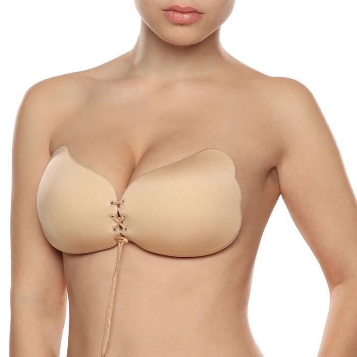 Obsenza - Soutien-Gorge Autocollant en Dentelle Rehausseur Push-Up Beige BYE BRA - Image 1