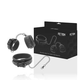 Obsenza - Set Collana e Manette in Pelle Vegana con Fodera in Neoprene FETISH SUBMISSIVE - Image 1