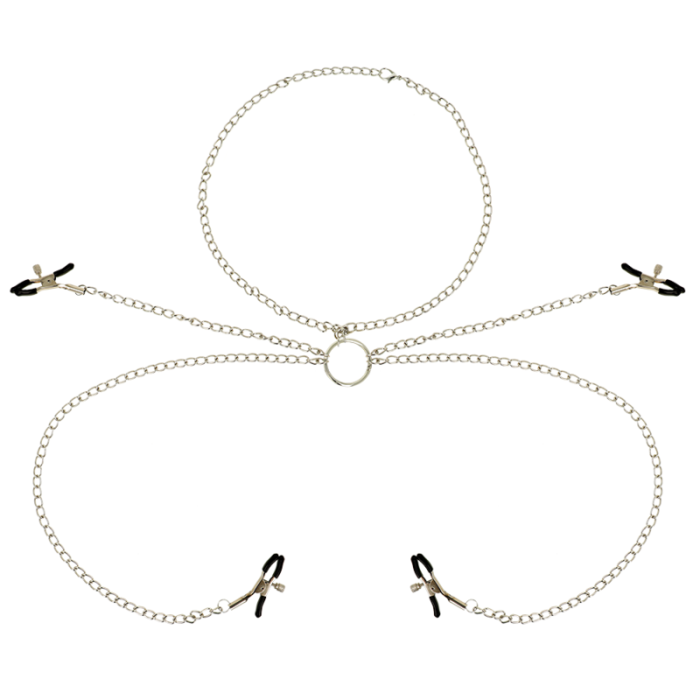 Obsenza - Ohmama Fetish 4 Nipple Clamps with Chain Necklace - OS - Image 1