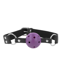 Obsenza - Palla Traspirante Bavaglio Regolabile 4 cm con Doppio Rivetto Viola 62,5x2,5 cm - Viola - Image 1