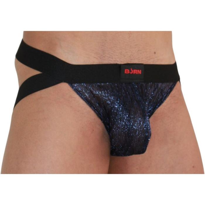 Obsenza - BURN Shiny Blue/Black Jockstrap - Bold, Sensual & Comfortable - Blue - Image 1
