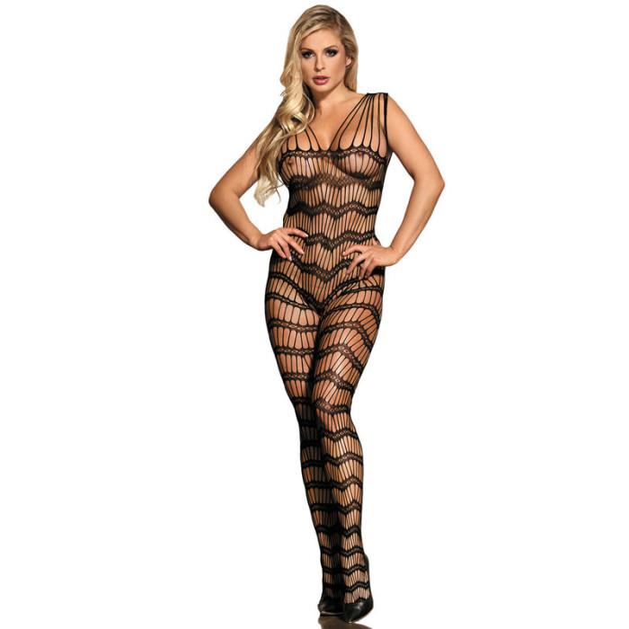 Obsenza - Sublime Bodystocking a Rete Senza Cavallo con Spalline sulle Spalle - OS - Image 1