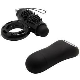 Obsenza - Remote Control Pleasure Ring with Clitoral Stimulator 20V - Black - Image 1