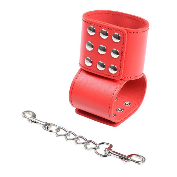 Obsenza - OHMAMA Red Handcuffs with Snap Closure for Fetish Play - Red - Image 1