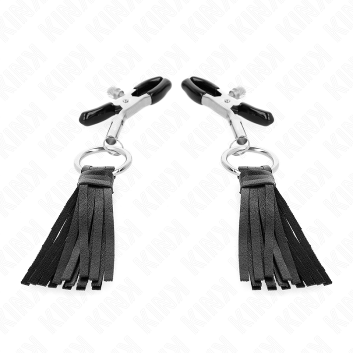 Obsenza - Morsetti per Capezzoli in Similpelle con Nappine 6 cm KINK - Image 1