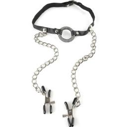Obsenza - Fetish Fantasy Adjustable Gag with Nipple Clamps by Pipedreams - Image 1