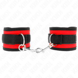 Obsenza - KINK Nylon Bind Hook&amp;Loop Wrist Restraints Model 2 Adjustable 18-35 cm - Red - Image 1