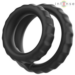 Obsenza - Anneau Pénis Double Silicone DEWEY INTENSE pour Maximiser le Plaisir - Noir - Image 1