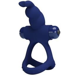 Obsenza - Anello Vibrante Doppio Coniglio Blue di Pretty Love con Vibrazioni Silenziose - Blu - Image 1
