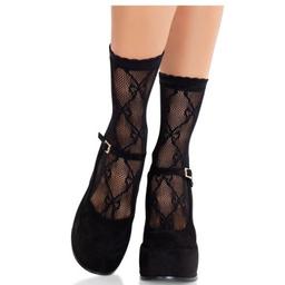 Obsenza - Elegant Lace Bow Fishnet Socks for a Flirty, Vintage Look - OS - Image 1